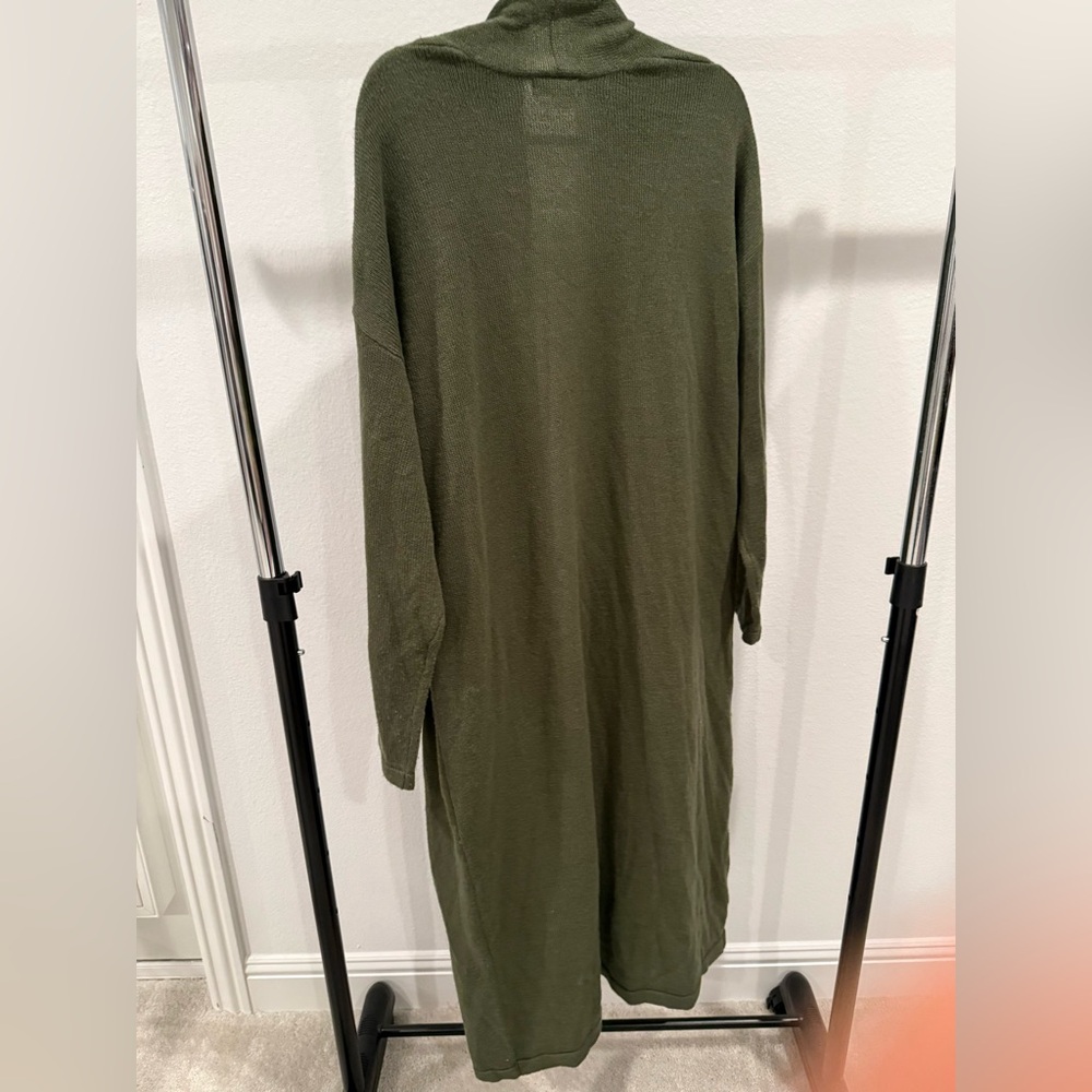 Calvin Klein Women's Open-Front Long Cardigan Duster - Thyme Size L - Picture 5 of 9